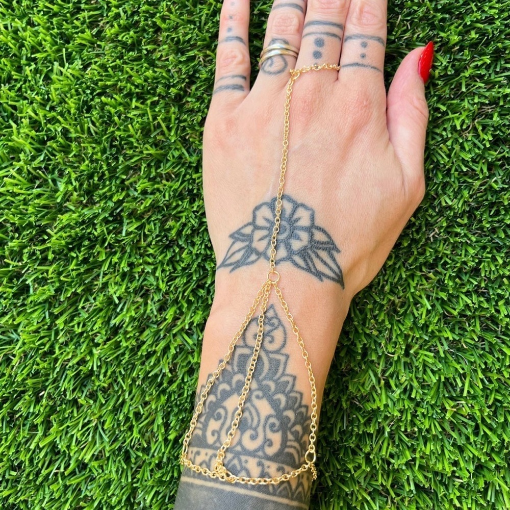 Gold hand chain ring and bracelet ✨♾️